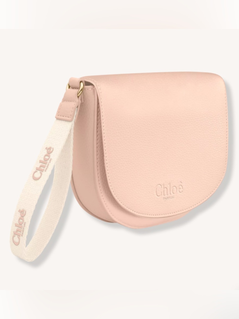 Chloe Parfum Pastel Pink Faux Leather Half-Moon Wristlet Mini Bag